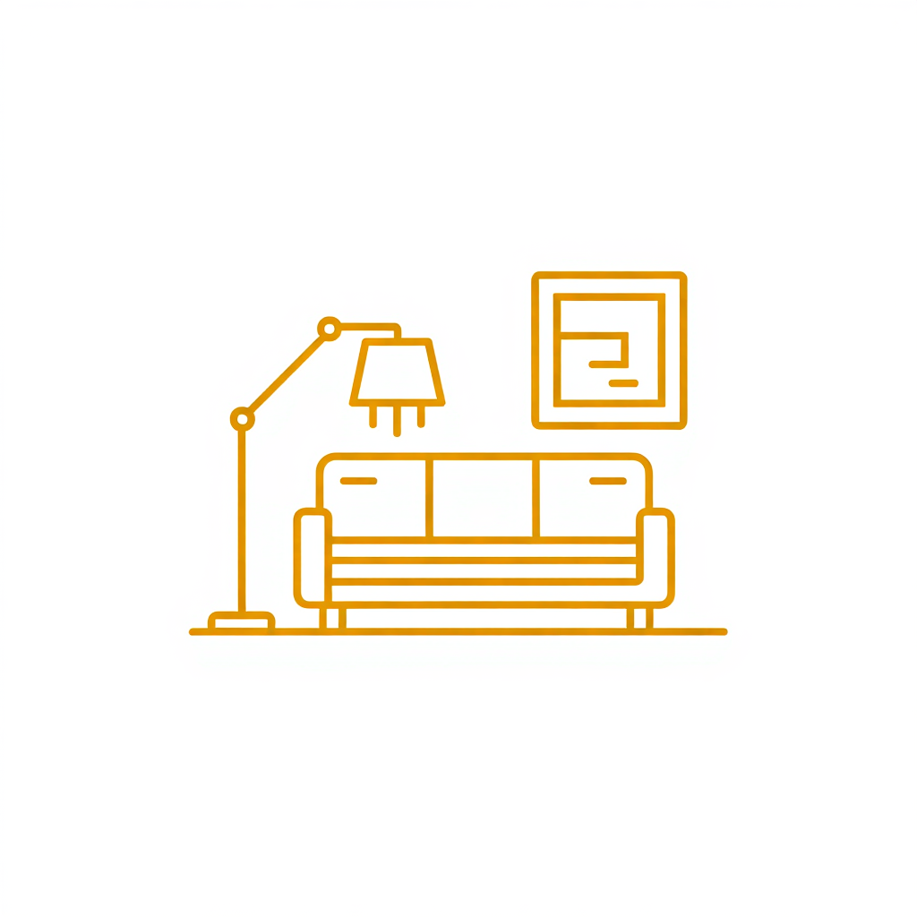 Minimal line icon representing interior design service