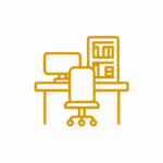 Minimal line icon showing modern office interior design